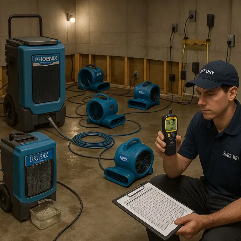 Structural Drying and Dehumidification process in East Gaffney, SC
